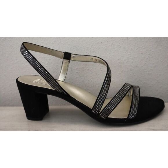 Naturalizer G8501F1001 Women Sz 8M Black Microfiber Vanessa2 Heeled Sandals - Picture 7 of 11